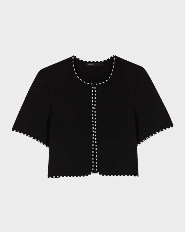 Musselier Stretch Knit Cropped Cardigan
